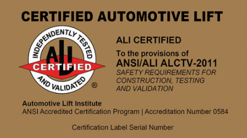 certified automotive lift badge